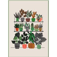 Zimmerpflanze Kunstdruck Retro Mid-Century Modern Style von PrintedSquareStudio