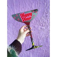 Happy Hour Pink & Rot Martini Spiegel - Musterform von PrintedWeird
