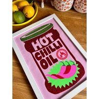 Hot Chilli Oil Glitzer Stoff Druck von PrintedWeird