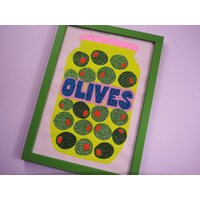 Oliven Glitter Stoffdruck von PrintedWeird