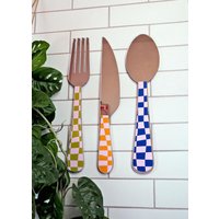 Übergroßes Schachbrett Besteck Spiegel Set von PrintedWeird