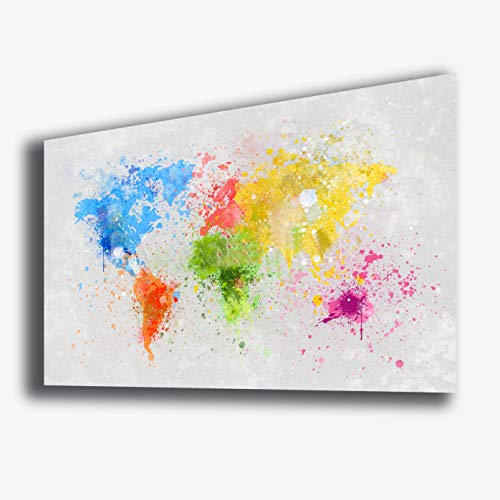 Bild Weltkarte Weltkarte 70 x 100 cm Kontinent Abstrakt Druck auf Leinwand Moderne Bilder XXL Modern Möbel Küche Wohnzimmer Schlafzimmer von Printerland