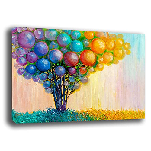 Modernes Bild, Baum des Lebens, Farben Luftballons Abstrakt, moderne Bilder, Wohnzimmer, Wandbild, XXL, großer Druck, Leinwand, Wanddekoration, Schlafzimmer, Küche (30 x 40 cm, 10) von Printerland