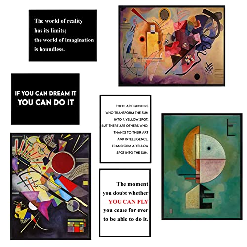 Printerland Wandposter KANDINSKY Style – Set von 7 (3 Stück A3 30 x 42 4 Stück A4 21 x 30) Wanddrucke Karton Extraweiß – ohne Rahmen – Wanddekoration Wohnzimmer Heimdekoration von Printerland