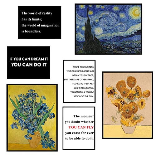 Printerland Wandposter Van Gogh, 7 Stück (3 Stück A3 30 x 42 4 Stück A4 21 x 30) Wanddrucke Karton Extraweiß – ohne Rahmen – Wanddeko Wohnzimmer Heimdekoration von Printerland