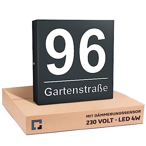 PRINTIMA Premium Gravur Personalisierter Hausnummer Anthrazit Beleuchtet Led Strom 230V, Hausnummernschild mit Dämmerungssensor |30x30cm, 4W/A+++| Wasserdicht, Funktion trifft auf Qualität und Stil PRINTIMA Premium Gravur Personalisierter Hausnummer Anthrazit Beleuchtet Led Strom 230V, Hausnummernschild mit Dämmerungssensor |30x30cm, 4W/A+++| Wasserdicht, Funktion trifft auf Qualität und Stil von PRINTIMA