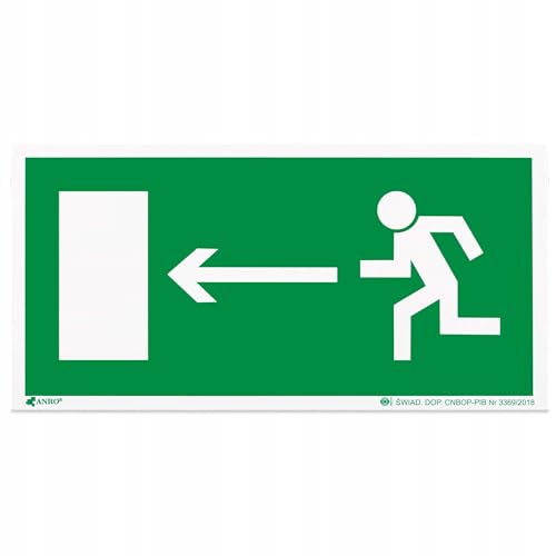 PRINTIMA Leuchtendes PVC-Rettungswegschild - 30x15cm, leuchtendes Fluchtweg-Sicherheitsschild mit einem nach links zeigenden Pfeil - Beispiel eines Notausgangs aus einem Fluchtweg (E0 02) von Printima