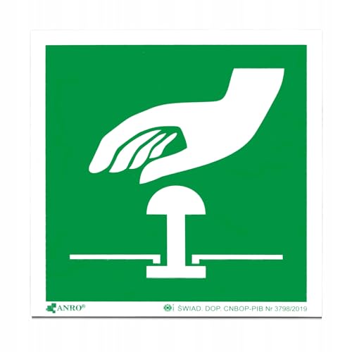 PRINTIMA Nachleuchtendes PVC-Notknopf-Schild – 15x15cm, Leuchtendes Sicherheitszeichen zur Kennzeichnung von Notfalltastern von Printima