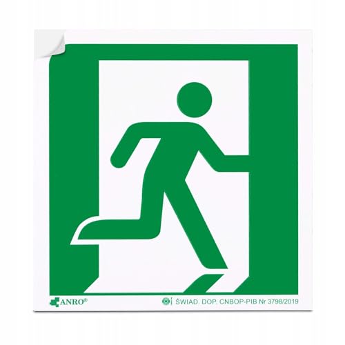 PRINTIMA Rettungsweg Notausgang (rechts) Nachleuchtender Sicherheits-Aufkleber – Fluchtweg Notausgang, 15x15cm, Selbstklebendes Rettungszeichen für Türen & Wände von Printima