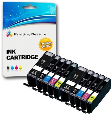 10 XL Druckerpatronen für Canon Pixma iP7150 iP7250 iP8750 iX6850 MG5450 MG5550 MG5650 MG6350 MG6450 MG7150 MX725 MX925 | kompatibel zu PGI-550PGBK XL CLI-551BK XL CLI-551C XL CLI-551M XL CLI-551Y XL von Printing Pleasure