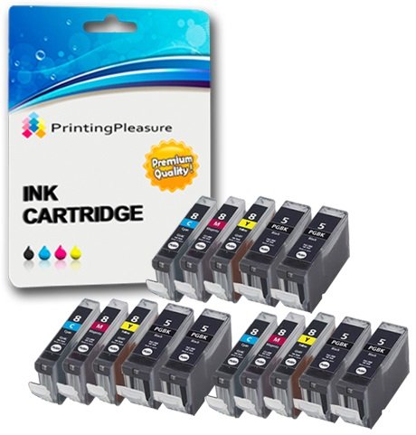 15 Druckerpatronen für Canon Pixma iP3300, iP3500, iX3300, iX3500, iX4000, iX5000, MP510, MP520, MP520X, MX700 | kompatibel zu Canon PGI-5BK, CLI-8C, CLI-8M, CLI-8Y von Printing Pleasure