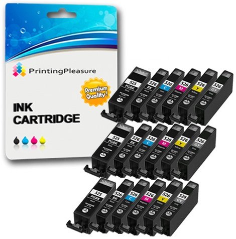 18 Druckerpatronen für Canon Pixma MG5150 MG5250 MG6150 MG6220 MG6250 MG8150 MG8220 MG8250 MX885 iP4850 iP4950 iX6550 | kompatibel zu PGI-525BK CLI-526BK CLI-526C CLI-526M CLI-526Y CLI-526GY 18 Druckerpatronen für Canon Pixma MG5150 MG5250 MG6150 MG6220 MG6250 MG8150 MG8220 MG8250 MX885 iP4850 iP4950 iX6550 | kompatibel zu PGI-525BK CLI-526BK CLI-526C CLI-526M CLI-526Y CLI-526GY von Printing Pleasure