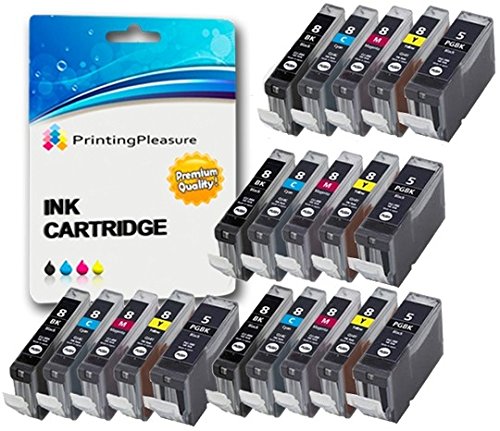 20 Druckerpatronen für Canon Pixma iP4200 iP4300 iP4500 iP5200 iP5300 MP500 MP530 MP600 MP600R MP610 MP800 MP800R MP810 MP830 MP950 MP960 MP970 | kompatibel zu PGI-5BK CLI-8BK CLI-8C CLI-8M CLI-8Y von Printing Pleasure