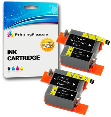 4 Druckerpatronen für Canon Bubble Jet I70, I80, Pixma IP90, IP90V, MINI220, Selphy DS700, DS810 | kompatibel zu BCI-15BK, BCI-15/16C von Printing Pleasure