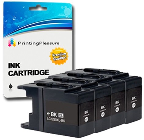 4 Tintenpatronen kompatibel zu LC1280XL für Brother MFC-J5910DW MFC-J6510DW MFC-J6710D MFC-J6710DW MFC-J6910DW - Schwarz, hohe Kapazität von Printing Pleasure
