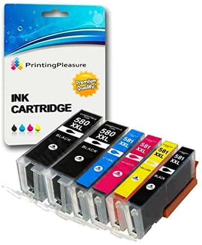 6 XXL Premium PGI-580/CLI-581 XXL Druckerpatronen für Canon Pixma TR7550 TS6151 TS6251 TS705 TS8152 TS8251 TS8252 TS9550 TS9551C | PGI-580PGBK XXL CLI-581BK XXL CLI-581C XXL CLI-581M XXL CLI-581Y XXL von Printing Pleasure