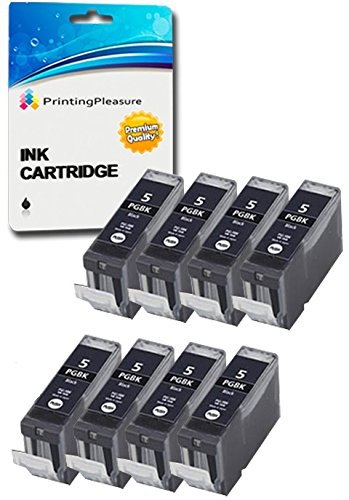 8 SCHWARZ Druckerpatronen für Canon Pixma iP4200 iP4300 iP4500 iP5200 iP5200R iP5300 MP500 MP530 MP600 MP600R MP610 MP800 MP800R MP810 MP830 MP950 MP960 MP970 | kompatibel zu PGI-5BK von Printing Pleasure