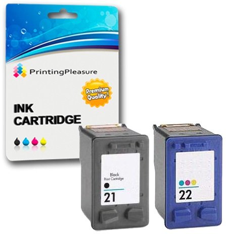 Printing Pleasure 2 Druckerpatronen für HP Deskjet 3940 F2120 F2180 F2280 F350 F370 F380 F4180 D1460 D2320 D2360 D2460 Officejet 4315 PSC 1410 | kompatibel zu HP 21XL (C9351AE) & HP 22XL (C9352AE) von Printing Pleasure