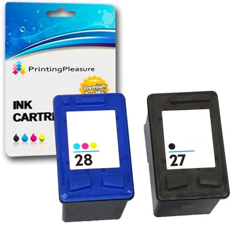 Printing Pleasure 2 Druckerpatronen für HP Officejet 4200 4215 PSC 1110 1210 1215 1315 1317 Deskjet 3320 3325 3420 3535 3550 3650 5650 5850 Fax 1240 | kompatibel zu HP 27 (C8727AE) & HP 28 (C8728AE) von Printing Pleasure