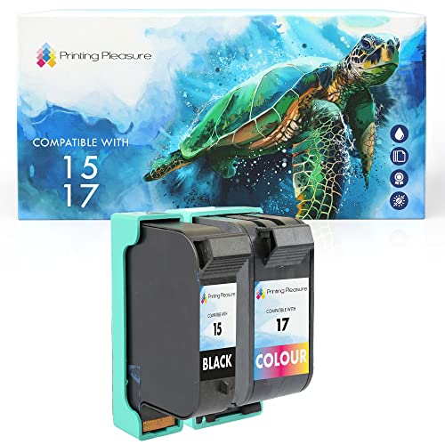 Printing Pleasure 2 Tintenpatronen kompatibel zu HP 15 17 für HP Deskjet 816c 825c 825cvr 825cxi 827 840c 841c 842c 843c 845c 845cse 845cvr 845cxi 848c - Schwarz/Color, hohe Kapazität von Printing Pleasure