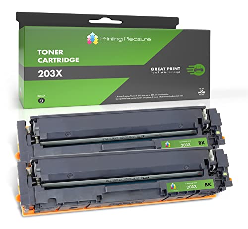 Printing Pleasure 2 Toner kompatibel zu CF540X 203X für HP Color Laserjet Pro M254dw M254nw MFP M280nw MFP M281fdn MFP M281fdw - Schwarz, hohe Kapazität (3.200 Seiten) von Printing Pleasure