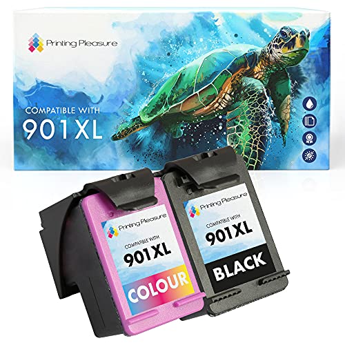 Printing Pleasure 2 XL Tintenpatronen kompatibel zu HP 901XL für Officejet 4500 J4500 J4524 J4535 J4540 J4550 J4580 J4585 J4624 J4660 J4680 J4680C G510a G510g G510n - Schwarz/Color, hohe Kapazität von Printing Pleasure