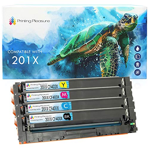 Printing Pleasure 201X 201A 4 Toner kompatibel für CF400X-CF403X HP Color LaserJet Pro MFP M277dw M277n M274n M252dw M252n, Schwarz/Cyan/Magenta/Gelb von Printing Pleasure