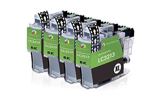 Printing Pleasure 4 SCHWARZ Druckerpatronen für Brother MFC-J890DW, MFC-J895DW, DCP-J772DW, DCP-J774DW | kompatibel zu Brother LC-3213 LC3213BK, brother3213, Normal, 4X Schwarz von Printing Pleasure