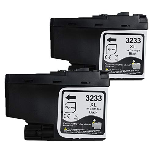 2x SCHWARZ Druckerpatronen kompatibel für LC3233 LC 3233 BK XL MFC-J1300DW DCP-J1100DW von Printing Saver