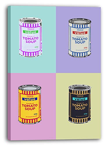 Leinwandbild Banksy Dose - Tomato Soup - Andy Warhol Pop-Art Modern Street-Art Marketing - Moderner Kunstdruck Klein bis Groß XXL von Printistico