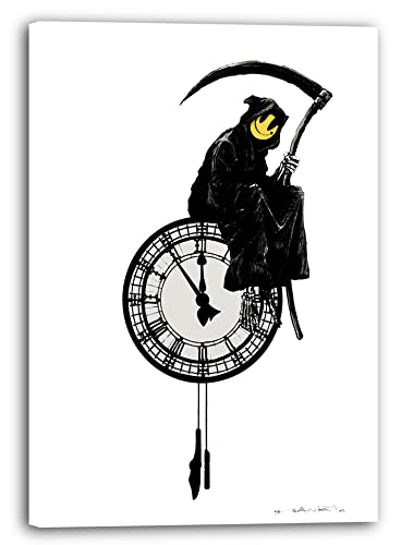 Leinwandbild Banksy Lebenszeit - Uhr als Vergänglichkeit - Moderner Kunstdruck Wanddekoration, Klein bis Groß XXL von Printistico