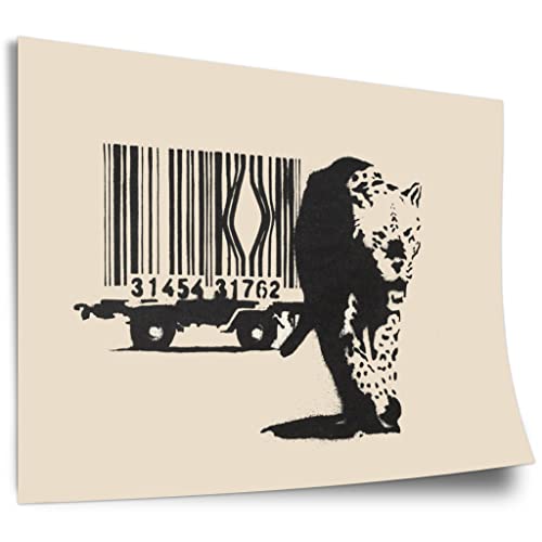 Poster Banksy Street-Art Leopard Barcode - Konsum-Kritik Globalisierung, Moderner Kunstdruck Canvas - Wohnzimmer, Inneneinrichtung Deko Kunstdruck ohne Rahmen, Wandbild - A4, A3, A2, A1, A0, XXL - .. von Printistico