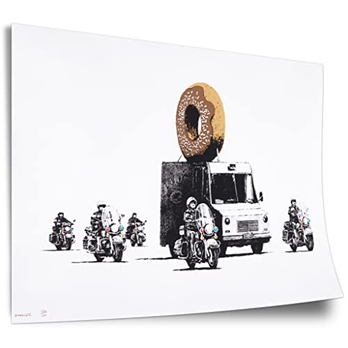 Poster Donut und Bodyguards, Street-Art Banksy - Moderner Kunstdruck - Wohnzimmer, Inneneinrichtung Deko Kunstdruck ohne Rahmen, Wandbild - A4, A3, A2, A1, A0, XXL - Wohnzimmer, Schlafzimmer, Küche.. von Printistico