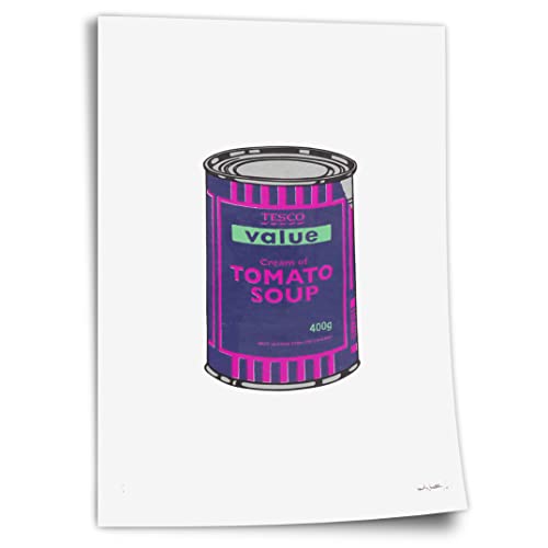 Poster aus Baumwolle Banksy Dose - Tomato Soup - Andy Warhol Pop-Art Modern Street-Art Marketing - Moderner Kunstdruck Klein bis Groß XXL Kunstdruck ohne Rahmen, Wandbild - A4, A3, A2, A1, A0, XXL von Printistico