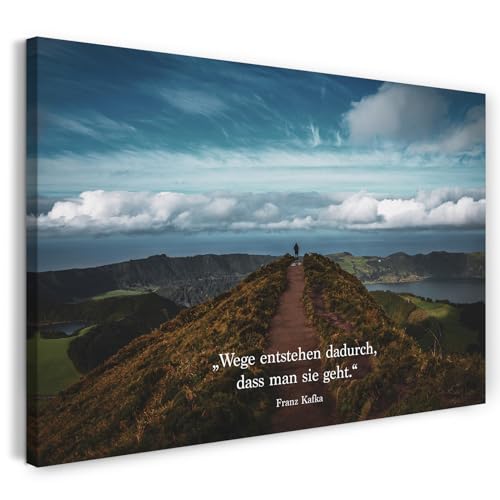 Printistico Leinwandbild (120x80cm) Wege entstehen dadurch, dass man sie geht - Spruch Motivation, echter Holz-Keilrahmen inkl. Aufhänger, handgefertigt in Deutschland von Printistico