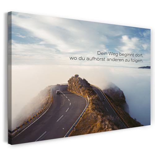 Printistico Leinwandbild (60x40cm) Folge nur dir selbst - Neue Wege - persönliche Entwicklung, echter Holz-Keilrahmen inkl. Aufhänger, handgefertigt in Deutschland von Printistico