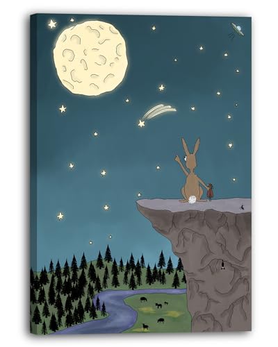 Printistico Leinwandbild (60x80cm) Käfer und Hase schauen in die Sterne by Lina D. von Printistico