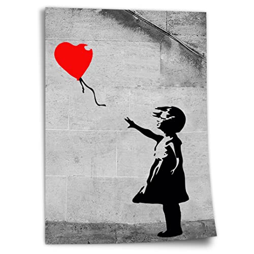 Printistico Poster Banksy - Balloon Girl (Mädchen mit Luftballon) Street Art Klassiker Kunstdruck ohne Rahmen, Wandbild - A4, A3, A2, A1, A0, XXL - Wohnzimmer, Schlafzimmer, Küche, Deko von Printistico