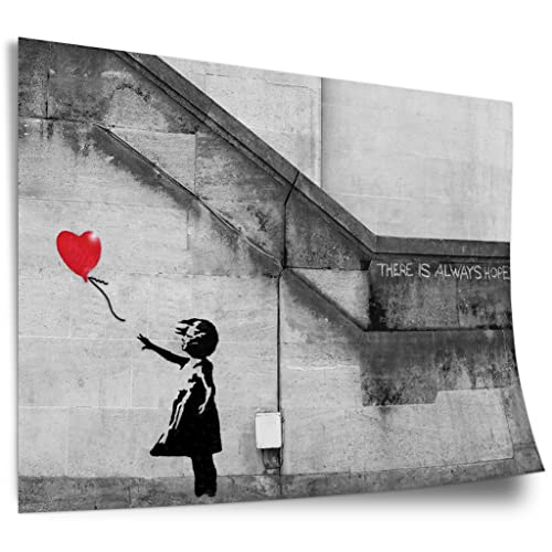 Printistico Poster Banksy - Balloon Girl Mädchen mit Luftballon Always Hope Street Art Kunstdruck ohne Rahmen, Wandbild - A4, A3, A2, A1, A0, XXL - Wohnzimmer, Schlafzimmer, Küche, Deko von Printistico