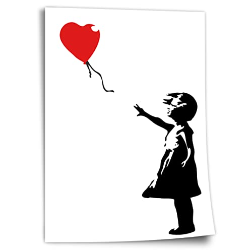 Printistico Poster Banksy - Balloon Girl Mädchen mit Luftballon Street Art Kunstdruck ohne Rahmen, Wandbild - A4, A3, A2, A1, A0, XXL - Wohnzimmer, Schlafzimmer, Küche, Deko von Printistico