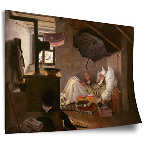 Printistico Poster Carl Spitzweg - Der Arme Poet Kunstdruck ohne Rahmen, Wandbild - A4, A3, A2, A1, A0, XXL - Wohnzimmer, Schlafzimmer, Küche, Deko von Printistico