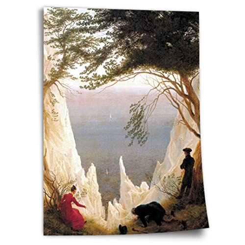 Printistico Poster Caspar David Friedrich - Kreidefelsen auf Rügen Kunstdruck ohne Rahmen, Wandbild - A4, A3, A2, A1, A0, XXL - Wohnzimmer, Schlafzimmer, Küche, Deko von Printistico