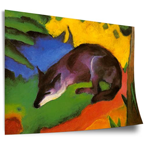 Printistico Poster Franz Marc - Fuchs (1911) Kunstdruck ohne Rahmen, Wandbild - A4, A3, A2, A1, A0, XXL - Wohnzimmer, Schlafzimmer, Küche, Deko von Printistico