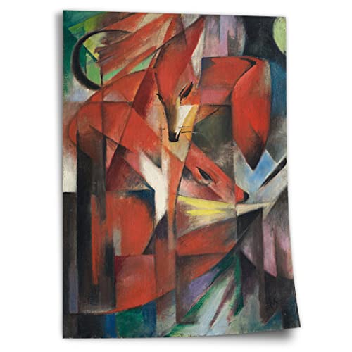 Printistico Poster Franz Marc - Füchse (1913) Kunstdruck ohne Rahmen, Wandbild - A4, A3, A2, A1, A0, XXL - Wohnzimmer, Schlafzimmer, Küche, Deko von Printistico