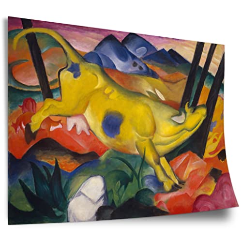 Printistico Poster Franz Marc - Gelbe Kuh (1911) Kunstdruck ohne Rahmen, Wandbild - A4, A3, A2, A1, A0, XXL - Wohnzimmer, Schlafzimmer, Küche, Deko von Printistico