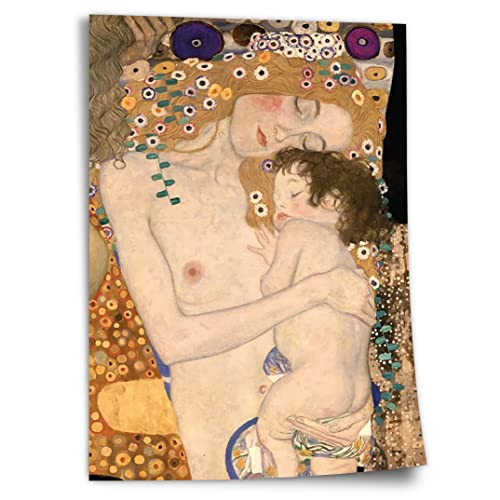 Printistico Poster Gustav Klimt - Die DREI Lebensalter Einer Frau (1905) Kunstdruck ohne Rahmen, Wandbild - A4, A3, A2, A1, A0, XXL - Wohnzimmer, Schlafzimmer, Küche, Deko von Printistico