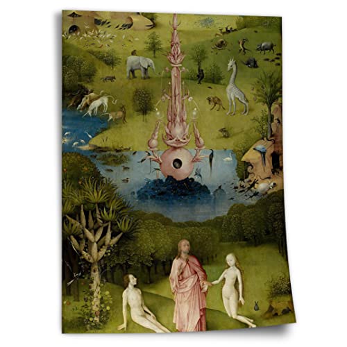 Printistico Poster Hieronymus Bosch - Der Garten der Lüste (1490/1510) - Linke Tafel Kunstdruck ohne Rahmen, Wandbild - A4, A3, A2, A1, A0, XXL - Wohnzimmer, Schlafzimmer, Küche, Deko von Printistico