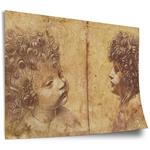 Printistico Poster Leonardo da Vinci - Zwei Kinderköpfe Kunstdruck ohne Rahmen, Wandbild - A4, A3, A2, A1, A0, XXL - Wohnzimmer, Schlafzimmer, Küche, Deko von Printistico