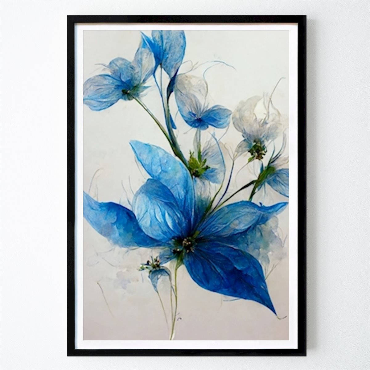 Poster: Blaue Blume 1 von Winnie Møller von Printler