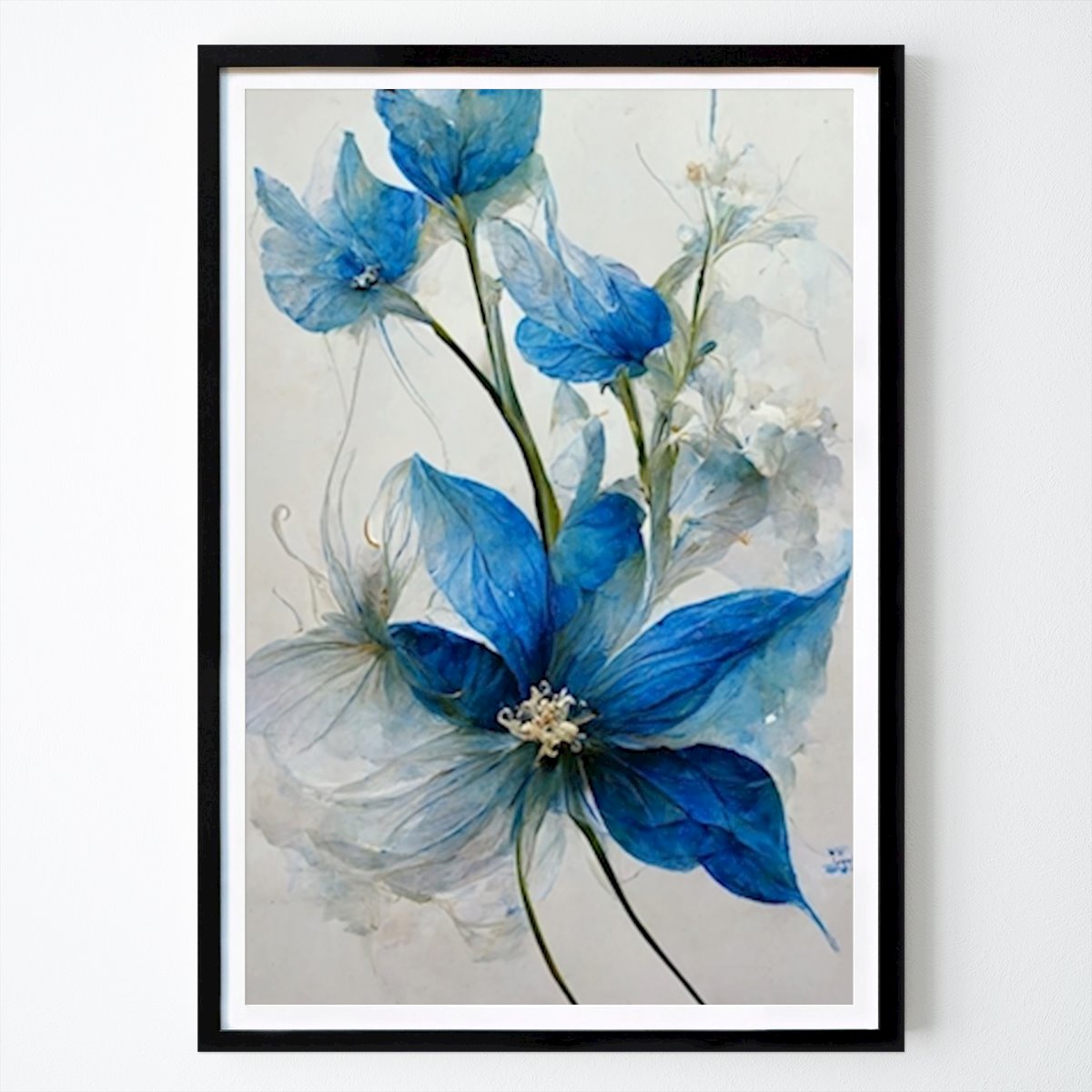 Poster: Blaue Blume 2 von Winnie Møller von Printler
